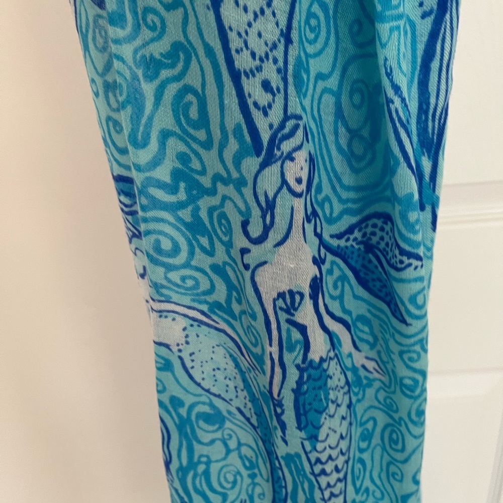Lilly Pulitzer Blue Teal Swirl Silk-Cashmere Scarf - Picture 3 of 15